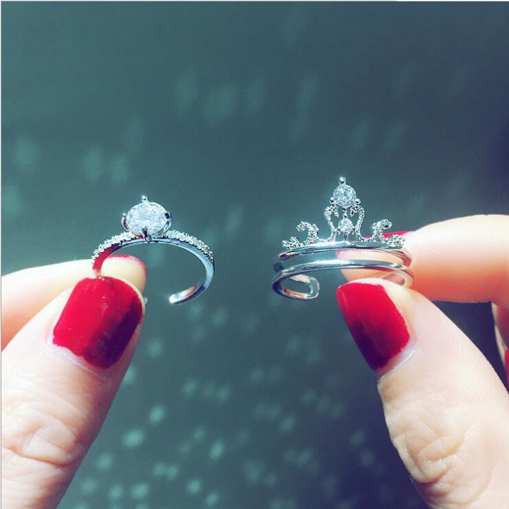 Fashion Two in one Micro-inlaid zircon Crown Ring