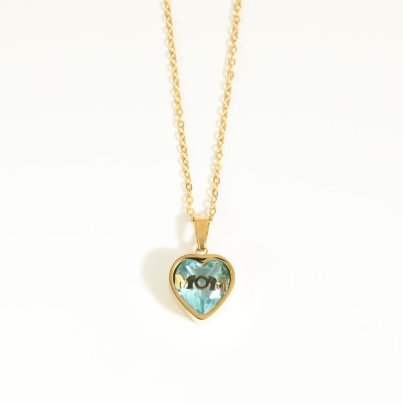 Women's Heart Mom Birthstone Necklace