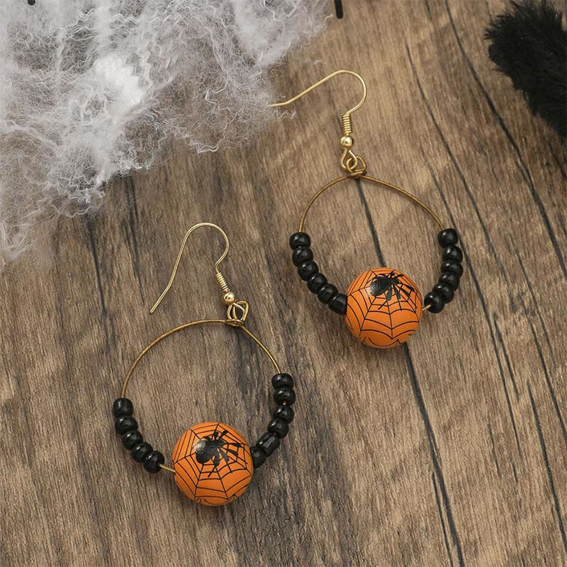 "Funny Goast" -  Pumpkin Spider Halloween Earrings