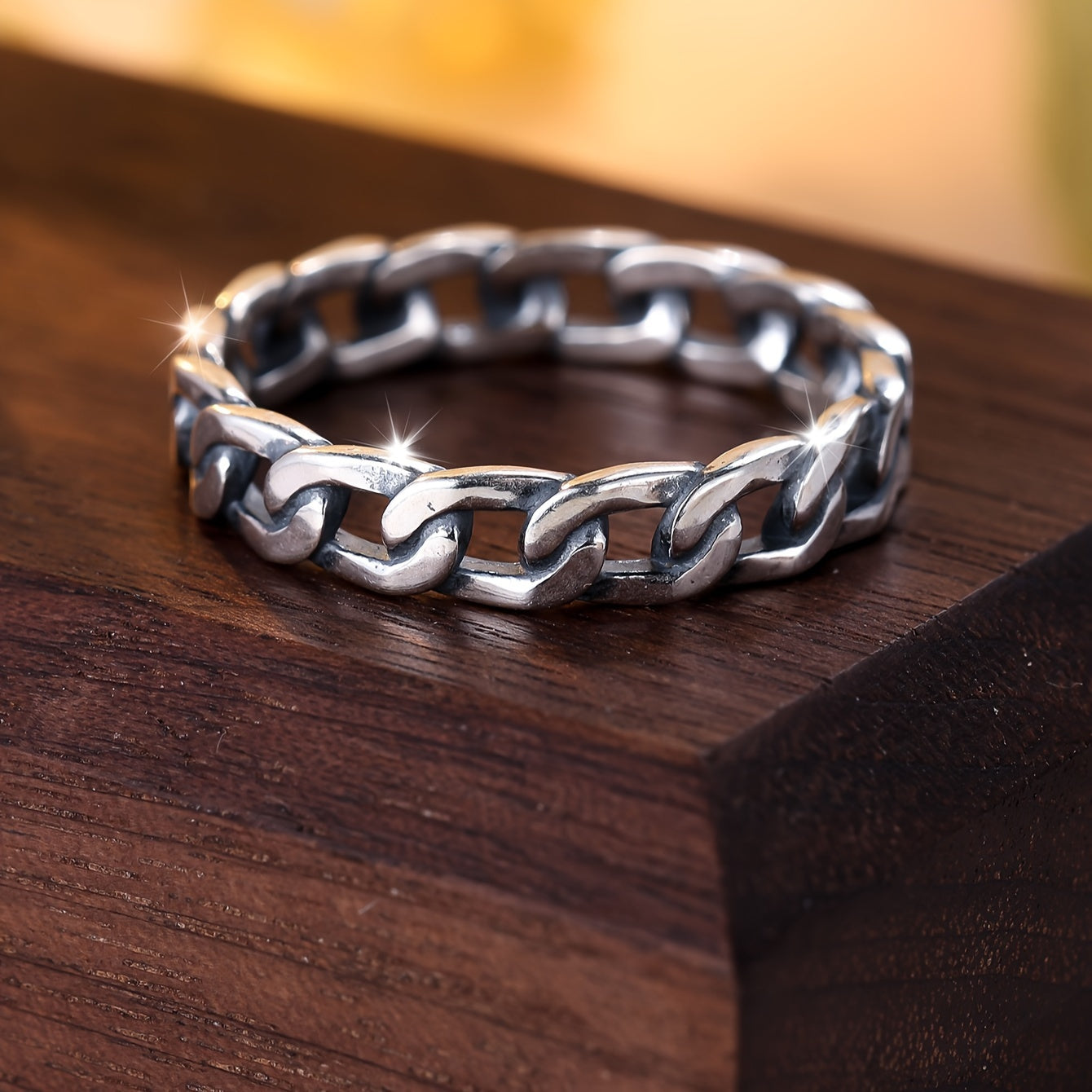 925 Sterling Silver Cuban Chain Ring