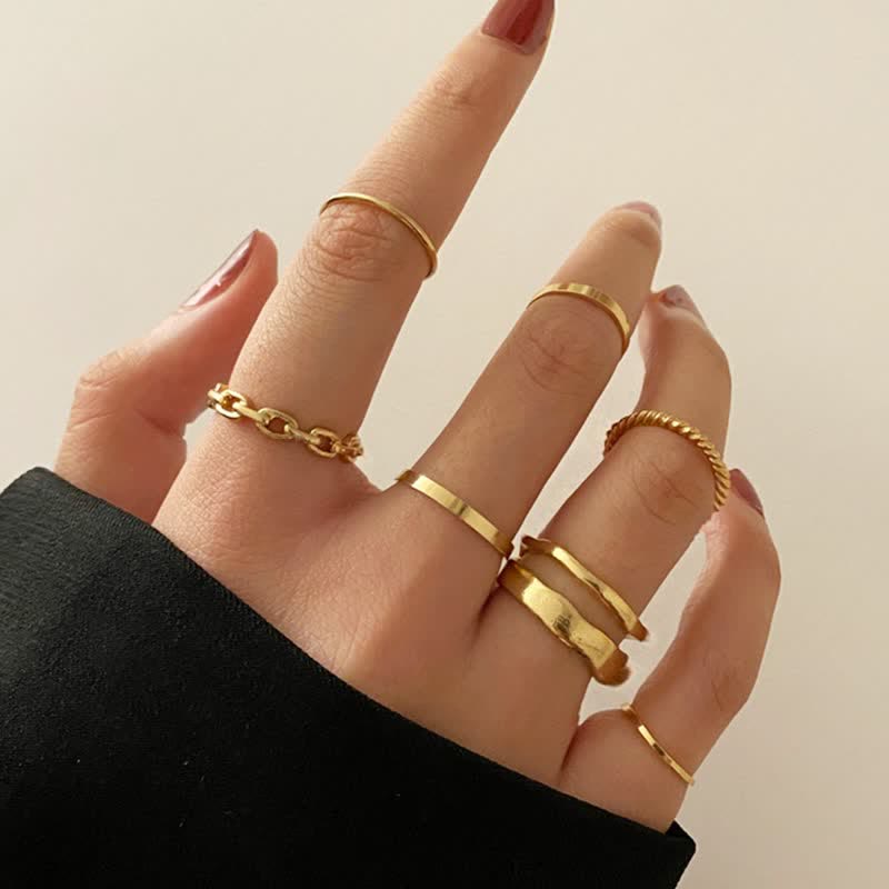 10Pcs Women's Bohemian Geometric Ring Set - #14 - image 14