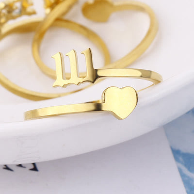 Heart Angel Number Adjustable Ring