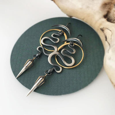 Vintage Gold Snake Irregular Geometric Spiral Earrings
