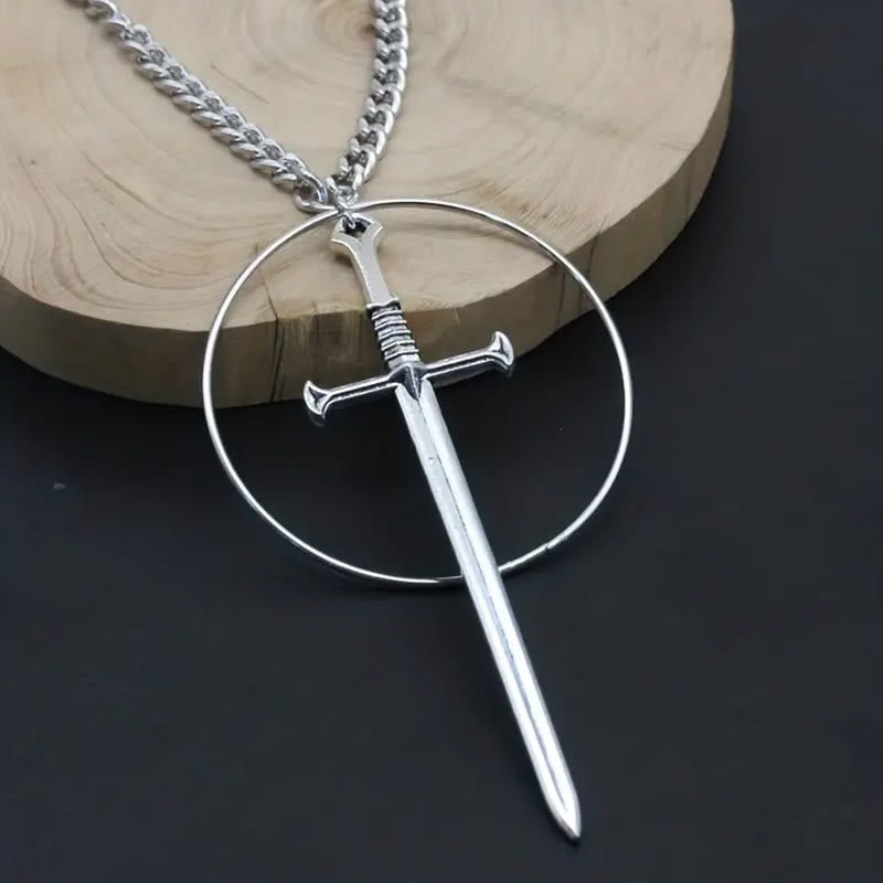Vintage Long Sword Pendant Necklace