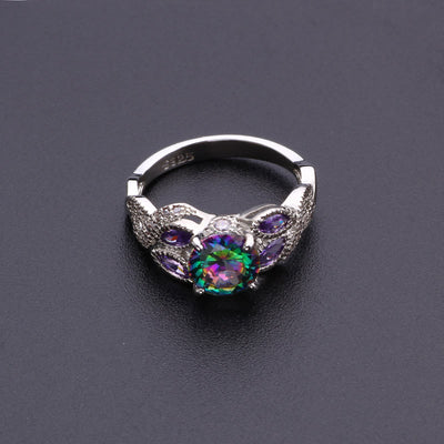 Colorful Oval Zircon Ring