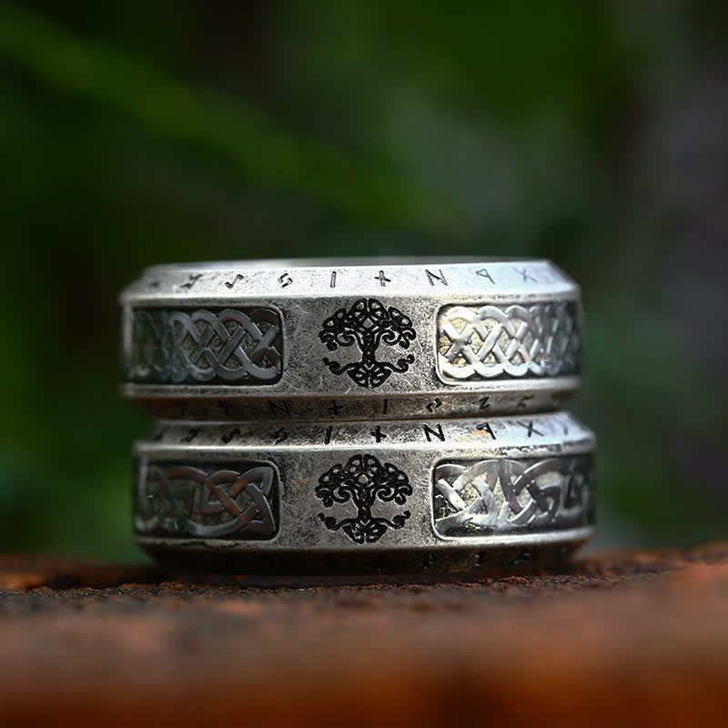 Men's Viking Runes Tree Of Life Ring