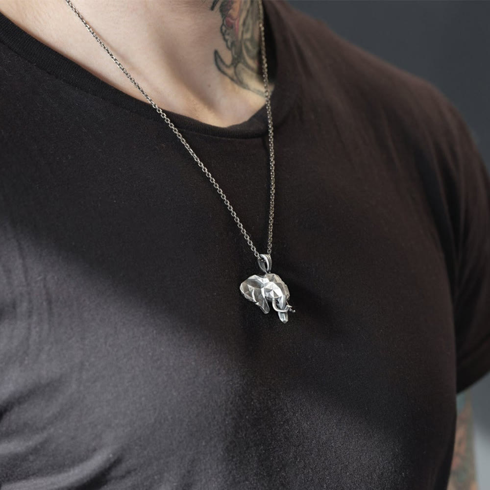 Mens Origami Elephant Necklace