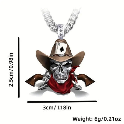 Western Cowboy Skull Stainless Steel Necklace