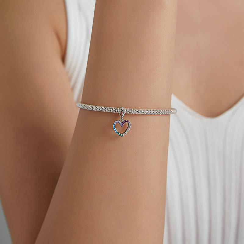 Women's Rainbow Heart Pendant Necklace
