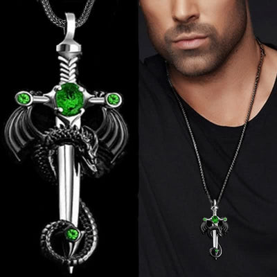 Men's Hip-hop Dragon Sword Pendant Necklace
