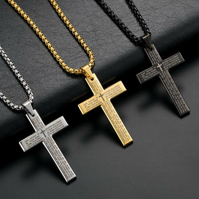 Limited Sale - Men's Cross Necklace with Lord's Prayer