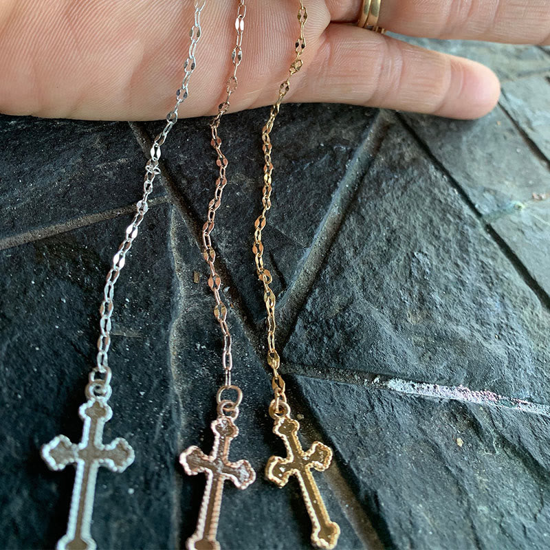 Ladies Exquisite Cross Rosary Necklace
