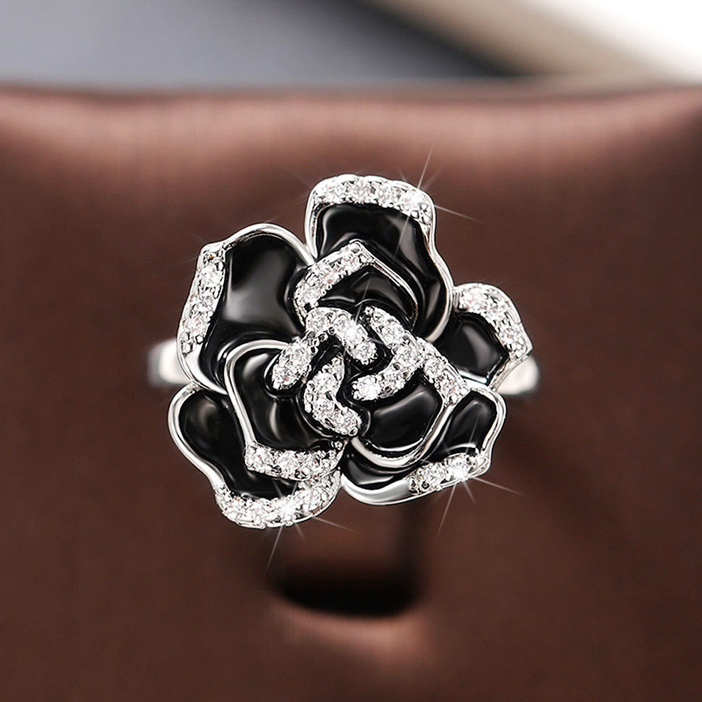 Shiny Creative Camellia Zirconia Ring