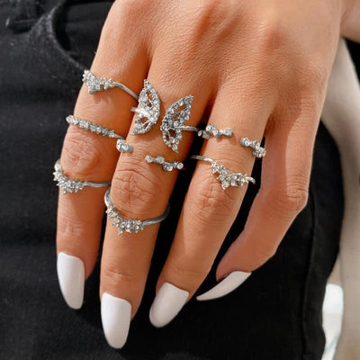 10Pcs Women's Bohemian Geometric Ring Set - #32 - image 32