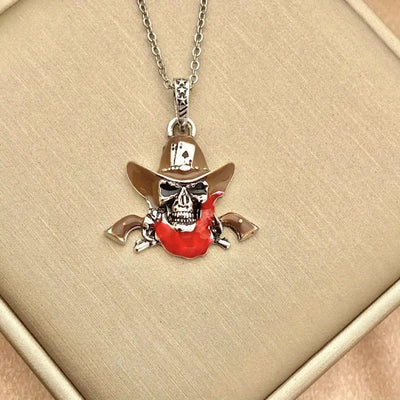 Western Cowboy Skull Stainless Steel Necklace