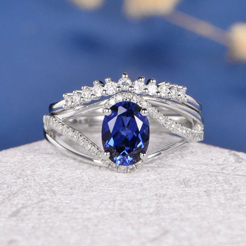 Luxury S925 Silver Sapphire Ring