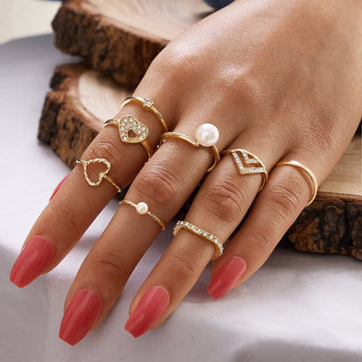 10Pcs Women's Bohemian Geometric Ring Set - #35 - image 34