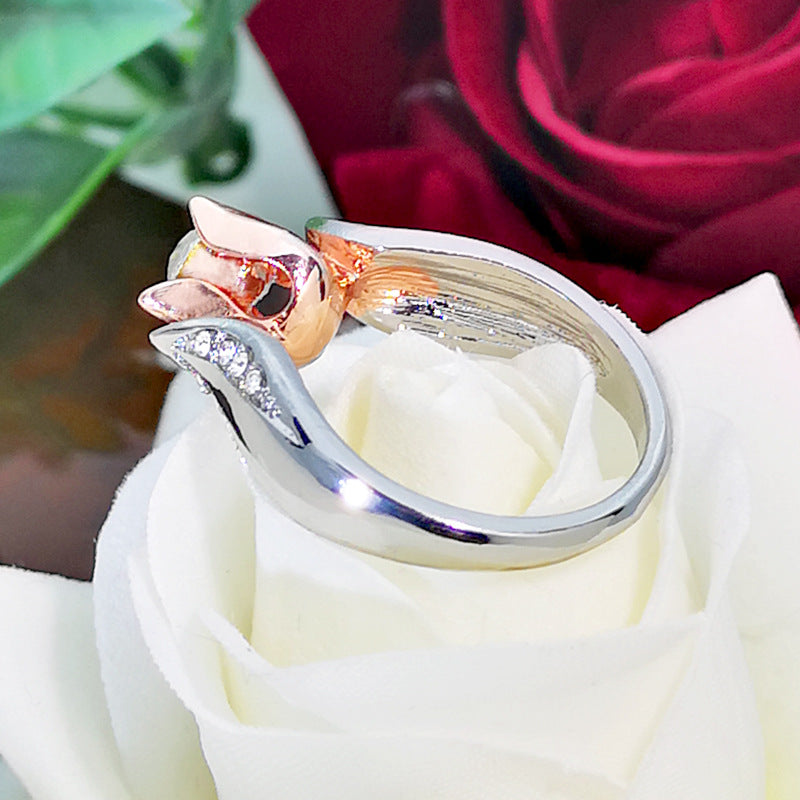Rosegold Rose Flower Retro Ring
