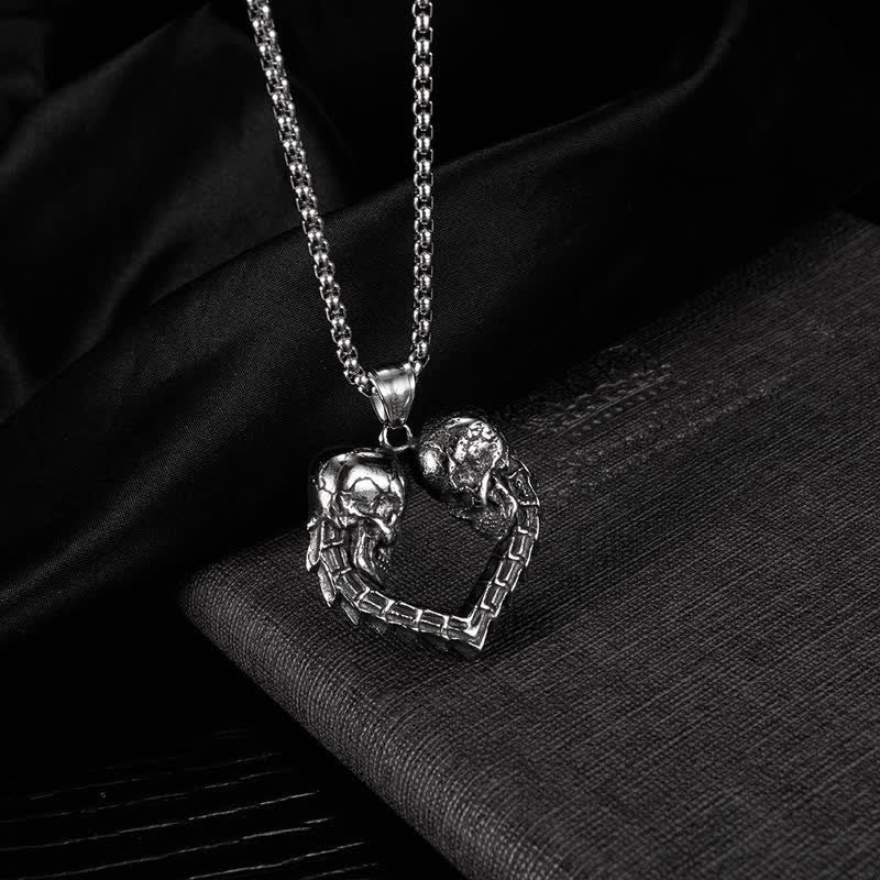 Heart Shaped Gothic Skull Necklace