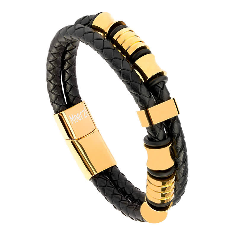 Men's Leather Multilayer Braided Rope Bracelet