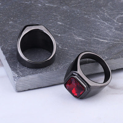 Men's Stainless Steel Gemstone Ring