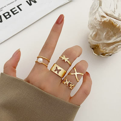 10Pcs Women's Bohemian Geometric Ring Set - #12 - image 12