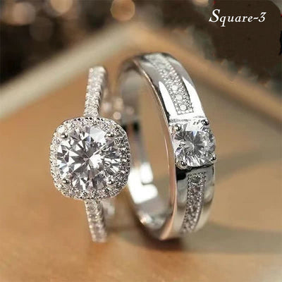 "True Love Is Priceless" - Zirconia Wedding Couples Ring Set