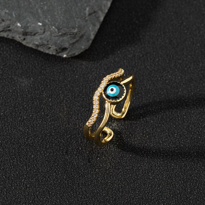 Olivenorma White Zircon Ring Evil Eye Adjustable Ring