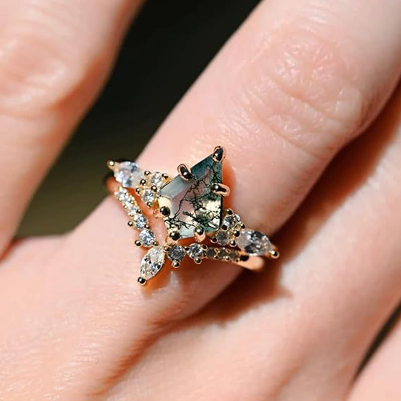 FREE Today: "Sense Of Tranquillity" 2 Pcs Natural Moss Agate Ring Set - image 8