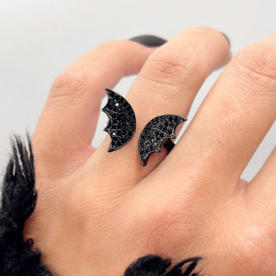 Black Bat Wings Ring