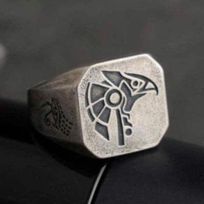 FREE Today: The God Of The Sky - Horus and Anubis Sterling Silver Ring