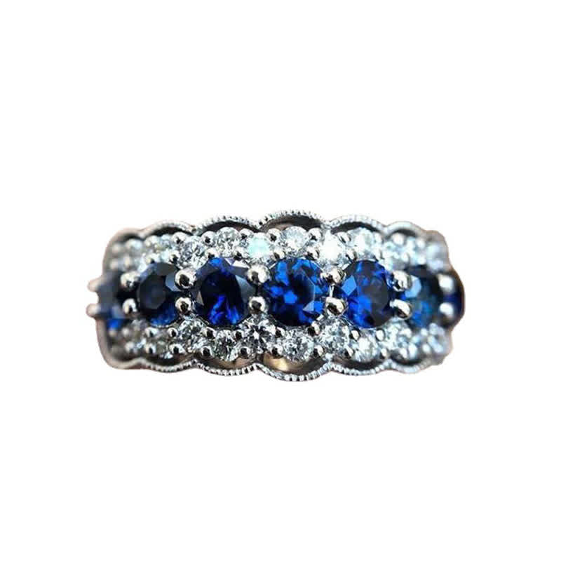 Olivenorma Creative Hollow Sapphire Blue Zircon Ring