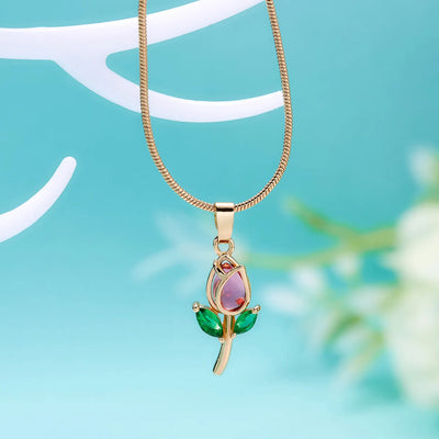 Fashion Colorful Zircon Tulip Necklace