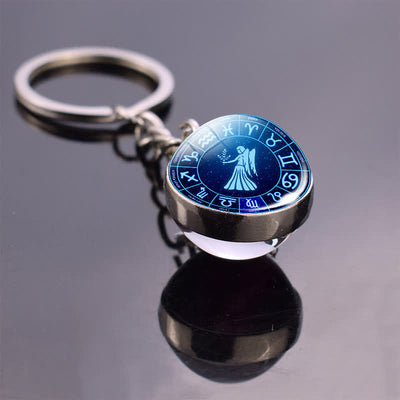 Glass 12 Stars Zodiac Protection Keychain