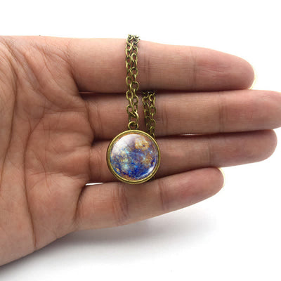 Solar System Double Side Glass Necklace