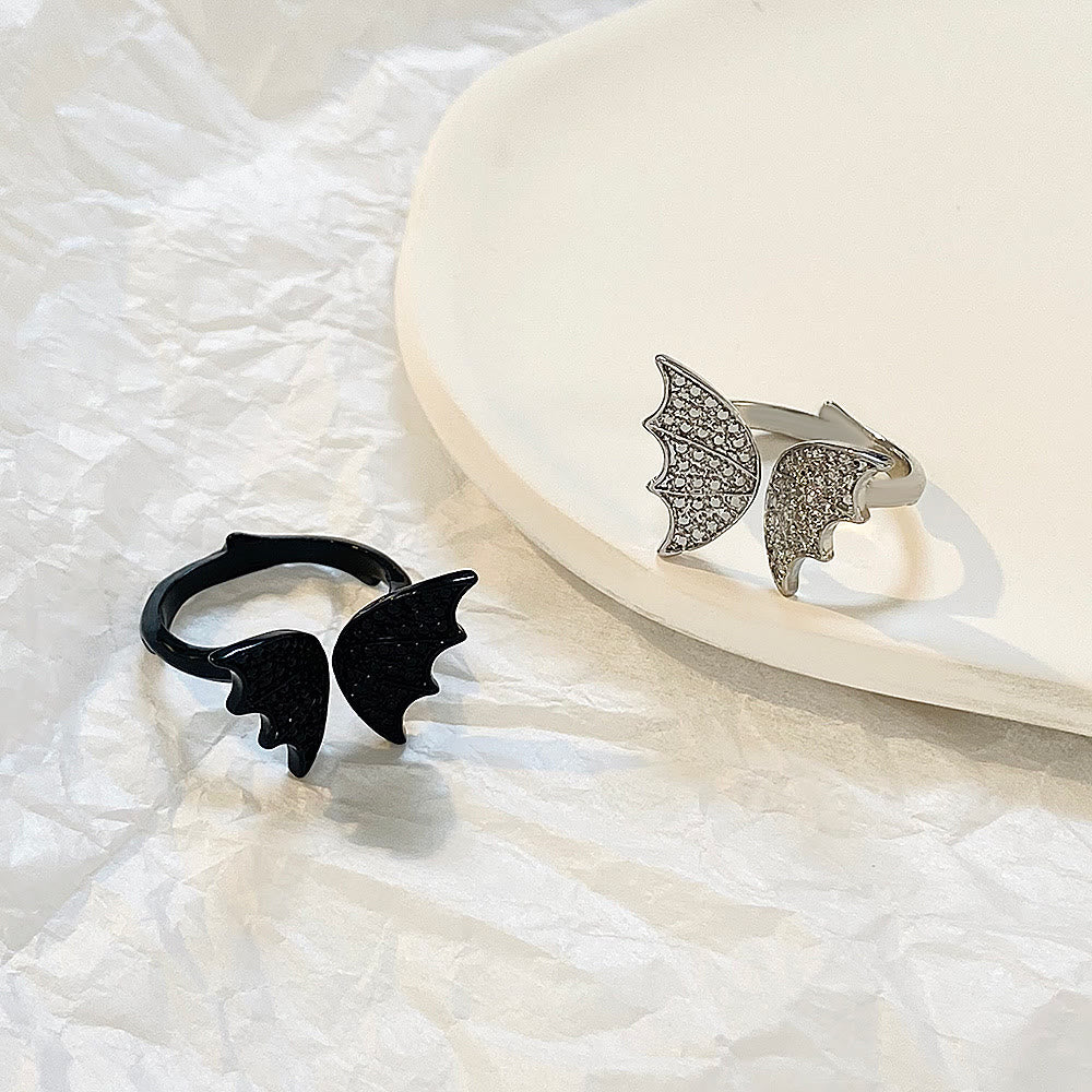 Black Bat Wings Ring