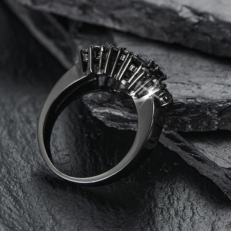 Inlaid Shiny Zircon Elegant Black Color Copper Ring