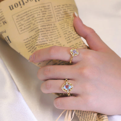 Romantic Dainty Moonstone Adjustable Ring