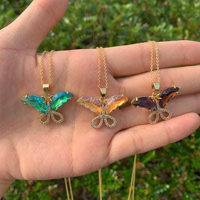 Crystal Glass Butterfly Necklace