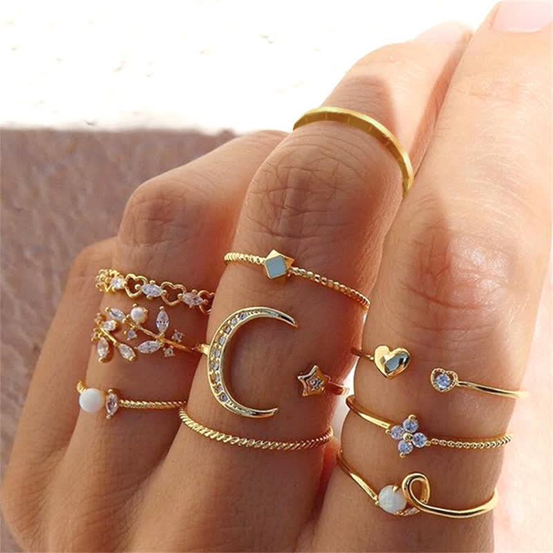 10Pcs Women's Bohemian Geometric Ring Set - #1 - image 1