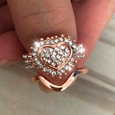 Two Piece Luxury Heart Zircon Ring Set