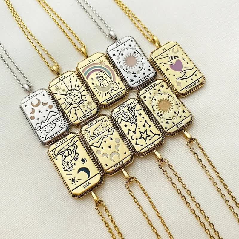 Olivenorma Divination Tarot Card Square Necklace