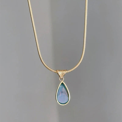 Blue Ocean Water Drop Titanium Steel Necklace