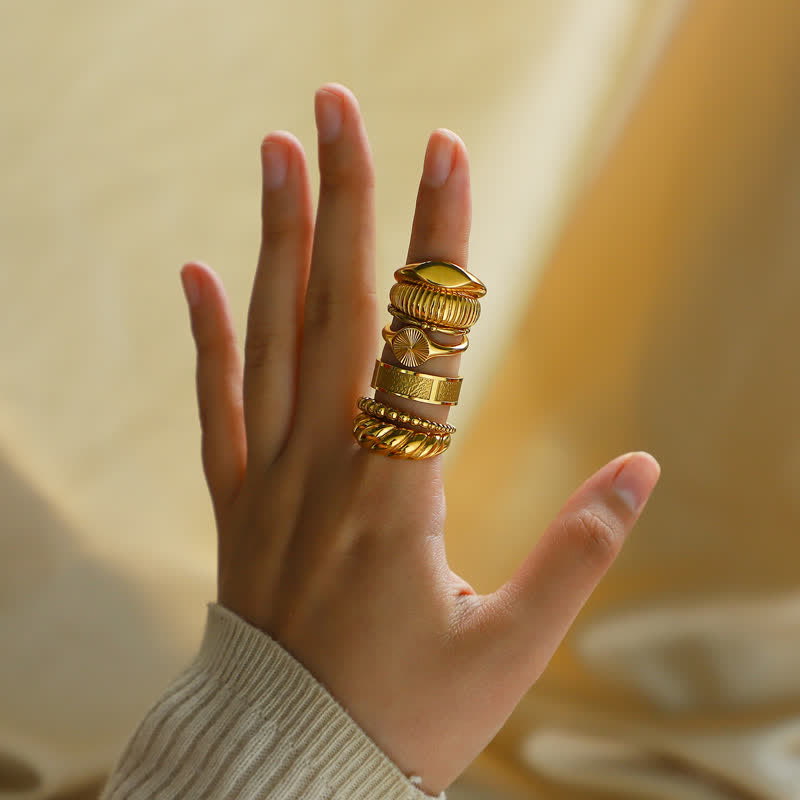Women's 18K Gold Plated Twisted Croissant Ring