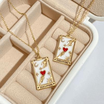 The Lovers Tarot Card Heart Necklace