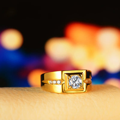 Men's Simulation Diamond Gentleman Gold Plated Ring