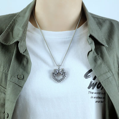 Heart Shaped Gothic Skull Necklace