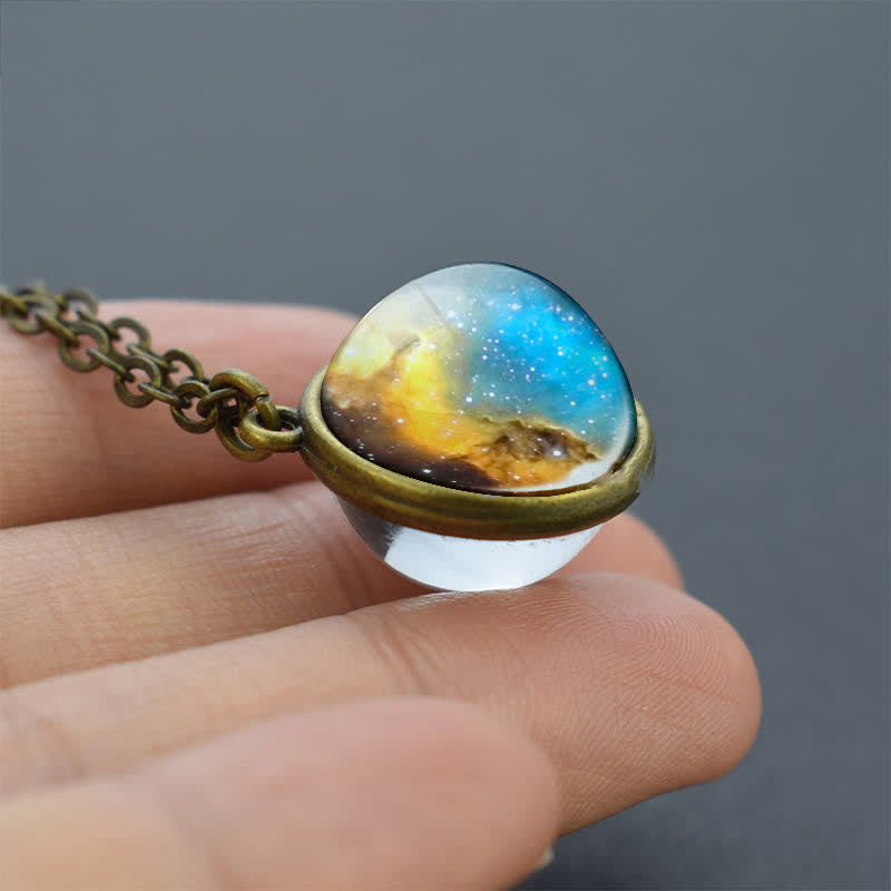 Solar System Double Side Glass Necklace