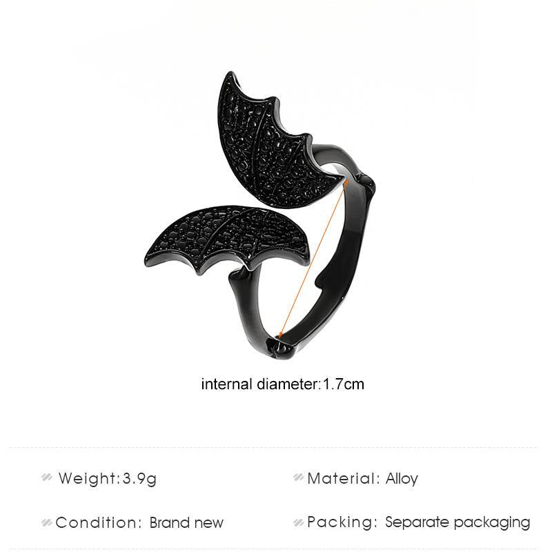 Black Bat Wings Ring