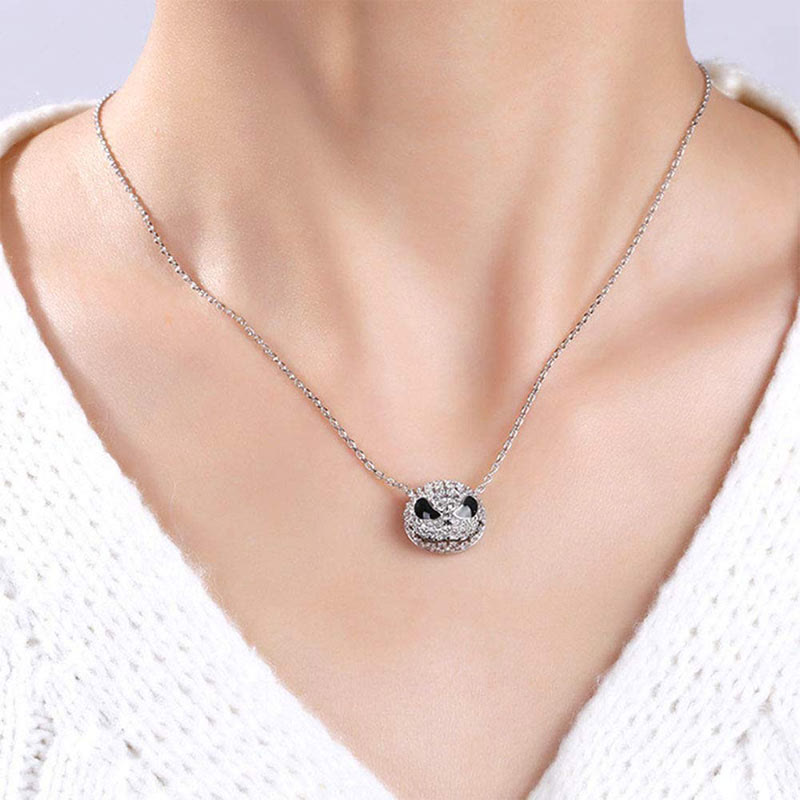 Shiny Zircon Jack Skellington Necklace